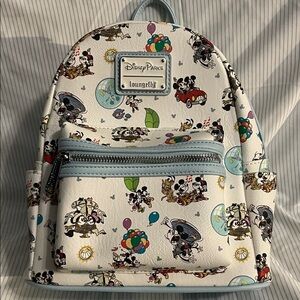 Loungefly Disney Parks White Backpack with Mickey and Friends